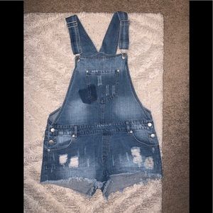 Large Denim Distress Overall